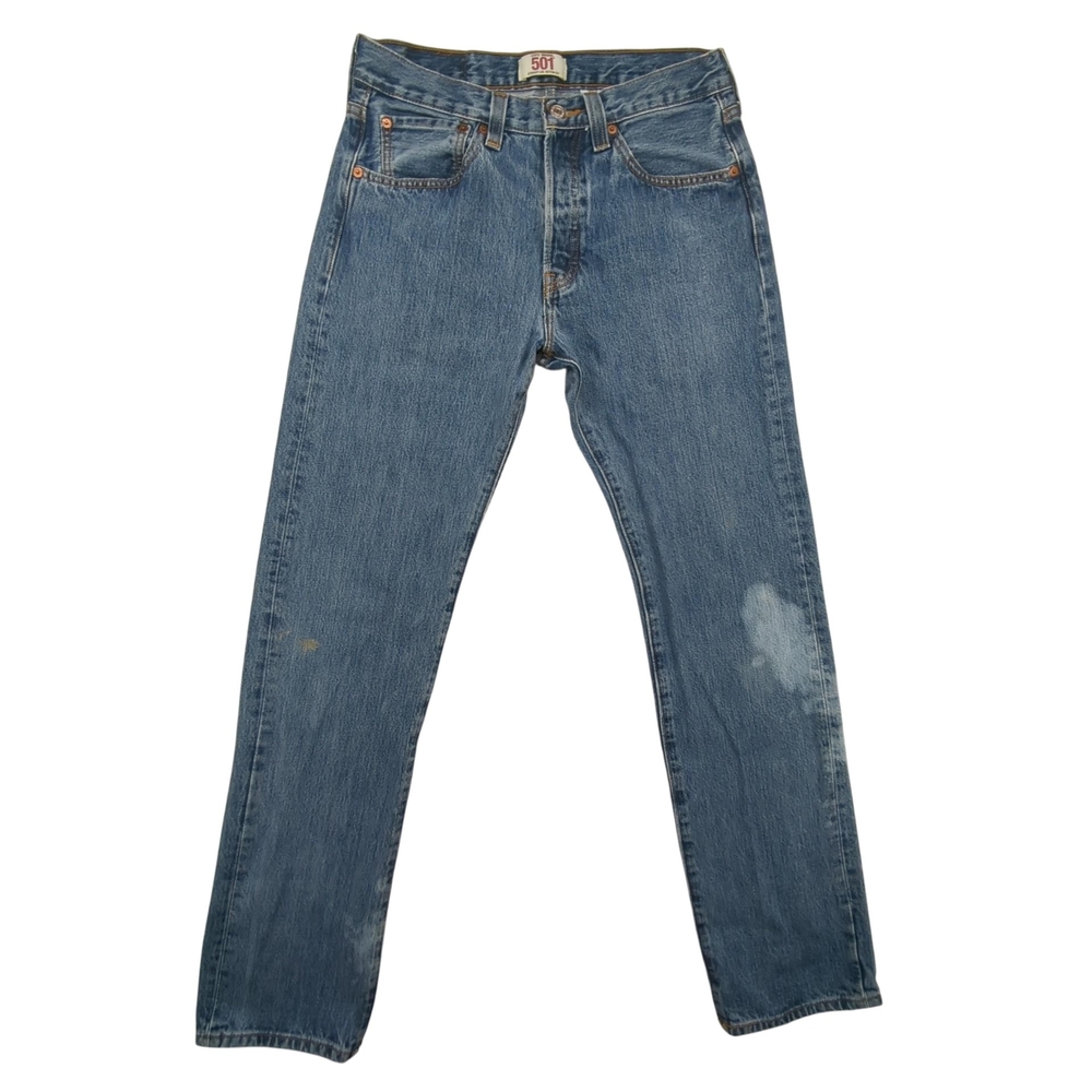 Vintage Levis 501 Jeans Mens 31x34 Straight Leg Button Fly Blue Denim Distressed